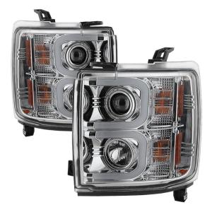 Chevy Silverado 15-16 2500/3500 HD Projector Headlights - Light Bar DRL - Chrome