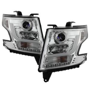 Chevy Tahoe 2015 -2016, Suburban 2015 -2016 Projector Headlights - DRL LED - Chrome