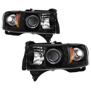 94-02 Dodge Ram, 94-01 Dodge Ram Spyder Halo LED Projector Headlights - Black (1 Piece)