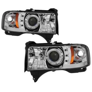 94-02 Dodge Ram, 94-01 Dodge Ram Spyder Halo LED Projector Headlights - Chrome (1 Piece)