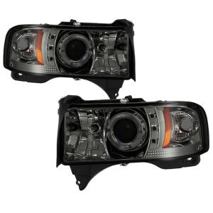 94-02 Dodge Ram, 94-01 Dodge Ram Spyder Halo LED Projector Headlights - Smoke (1 Piece)