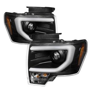 09-14 Ford F150 Spyder Projector Headlights, Light Bar DRL, Black - High/Low H7 (Included)