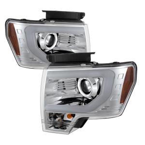 09-14 Ford F150 Spyder Projector Headlights, Light Bar DRL, Chrome - High/Low H7 (Included)