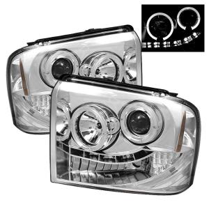 05-07 Ford F250/F350/F450 (Super Duty) Spyder Halo LED Projector Headlights - Chrome