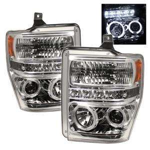 08-10 Ford F250/F350/F450 (Super Duty) Spyder Halo LED Projector Headlights - Chrome