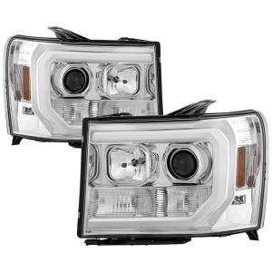 GMC Sierra 1500/2500/3500 07-13 / GMC Sierra Denali 08-13 / GMC Sierra 2500HD/3500HD 07-13 Version 2 Projector Headlights - Light Bar DRL LED - Chrome