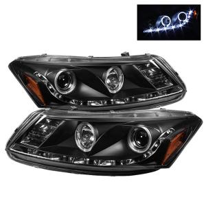 08-12 Honda Accord (4Dr) Spyder DRL LED Projector Headlights - Black