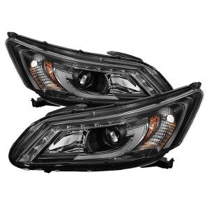 13-15 Honda Accord (4Dr) Spyder Projector Headlights - Chrome, Lights Bar DRL, 4DR