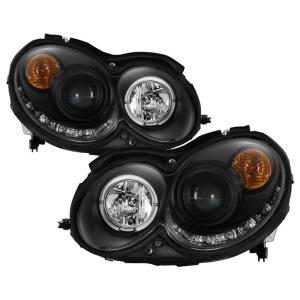 03-09 Mercedes Clk-class Spyder Halo LED DRL (Daytime Running Lights) Projector Headlights - Black