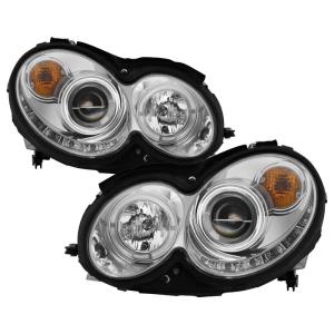 03-09 Mercedes Clk-class Spyder Halo LED DRL (Daytime Running Lights) Projector Headlights - Chrome