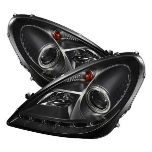 05-10 Mercedes Slk-class Spyder (Non HID) LED DRL (Daytime Running Lights) Projector Headlights - Black