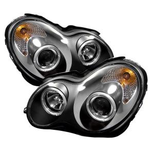 01-05 Mercedes C-class Spyder Halo Projector Headlights - Black