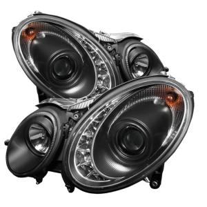 07-09 Mercedes E-Class Spyder Projector Headlights, DRL, Black, High H7 (Included), Low H7 (Included)