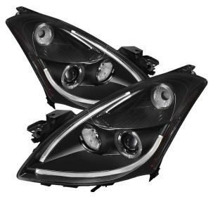 10-12 Nissan Altima (4Dr) Spyder Projector Headlights, Light Tube DRL, LED Halo,  Black