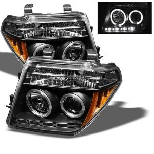 05-07 Nissan Pathfinder, 05-08 Nissan Frontier Spyder Halo LED Projector Headlights - Black