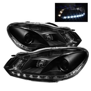 10-13 Volkswagen Golf Spyder DRL Projector Headlights - Black