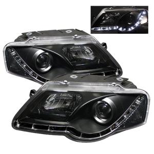 06-08 Volkswagen Passat Spyder DRL LED Projector Headlights - Black