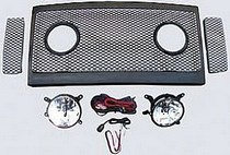 08-10 Ford Super Duty/Excursion Street Scene Custom Grille Shell With Lights & Black Powder Coat