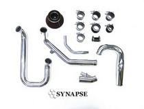 06-07 Mitsubishi Evolution 9, 03-05 Mitsubishi Evolution 8 Synapse Intercooler Piping Kit with All Black Synchronic BOV for OEM Battery (Polished Aluminum)