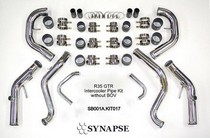 2008+ Nissan GTR R35 Synapse Intercooler Piping Kit with Two Silver/Black Synchronic BOV (Polished Aluminum)