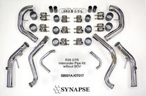 06-07 Mitsubishi Evolution 9, 03-05 Mitsubishi Evolution 8 Synapse Intercooler Piping Kit with All Black Synchronic BOV for Small Race Battery (Speed Density / Polished Aluminum)