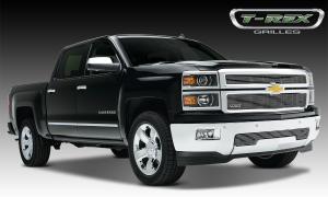 14-15 Chevrolet Silverado 1500 T-Rex Billet Series Grilles - Polished, Aluminum