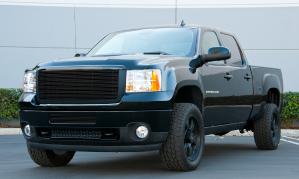 2007-2012 GMC Sierra T-Rex Billet Grille Insert & Overlay/Bolt On - All Black Powdercoat