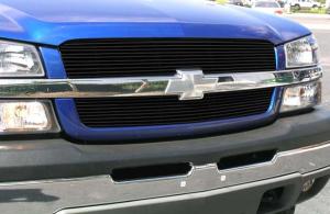 2003-2005 Chevrolet Silverado T-Rex Billet Grille Overlay/Bolt On & Insert - 2 Piece - All Black (10, 9 Bars)