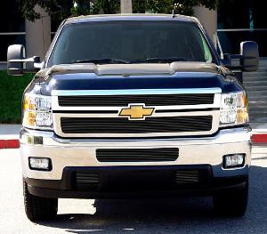 2011-2012 Chevrolet Silverado Heavy Duty T-Rex Billet Grille Overlay/Bolt or Insert On - 2 Piece - All Black