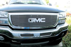 2003-2006 GMC Sierra T-Rex Billet Grille Overlay/Bolt On With Logo Opening (19 Bars)