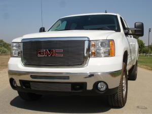 2007-2010 GMC Sierra Heavy Duty T-Rex Billet Grille Overlay/Bolt On With Logo Opening (27 Bars)