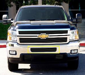 2011-2012 Chevrolet Silverado Heavy Duty T-Rex Bumper Billet Grille - Top Steel Bumper Opening - All Black