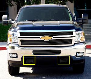 2011-2012 Chevrolet Silverado Heavy Duty T-Rex Bumper Tow Hook Billet Grilles - All Black