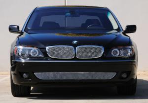 2009-2011 BMW 750 Series Sedan T-Rex Sport Series Formed Stainless Steel Mesh Grille With thin SS Frame - Triple Chrome Plated - 2 Piece