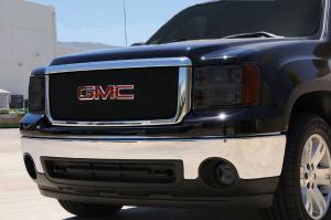 2007-2012 GMC Sierra T-Rex Sport Series Formed Mesh Grille - All Black Powdercoat With Logo Opening