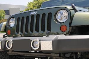 2007-2012 Jeep Wrangler T-Rex Sport Series Formed Mesh Grille - Black (Installs Behind Factory Grille)