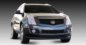 2010-2012 Cadillac SRX T-Rex Upper Class Mesh Grille, Replacement, Full Opening, With Winged OE Logo Plate, Black