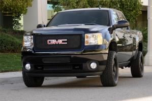 2011-2012 GMC Sierra Heavy Duty T-Rex Upper Class Polished Stainless Mesh Grille - Overlay With Logo Opening - All Black