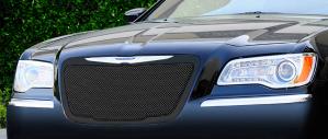 2011-2012 Chrysler 300 T-Rex Upper Class Mesh Grille - All Black With Formed Mesh Center - OE Logo Installs On Top Of Grille