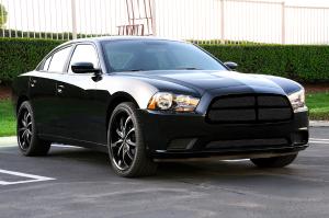 2011-2012 Dodge Charger T-Rex Upper Class Mesh Grille - All Black With Formed Mesh - 4 Piece Look 