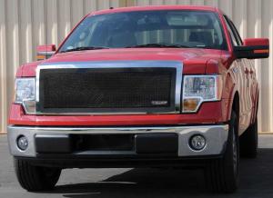 2009-2012 Ford F-150 T-Rex Upper Class Mesh Grille - 1 Piece Full Opening With Formed Mesh Center - All Black