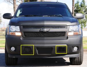 2007-2012 Chevrolet Suburban, 2007-2012 Chevrolet Avalanche (Except Z71), 2007-2012 Chevrolet Tahoe, LTZ T-Rex Upper Class Bumper Mesh Grille - All Black - Kit Covers Tow Hook Openings 