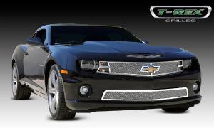 2010-2012 Chevrolet Camaro T-Rex Upper Class Polished Stainless Mesh Grille With Formed Mesh & No Center Bar With Signal And OE Logo Openings - 2 Part Grille EZ Install (OE Bowtie Is Retained)