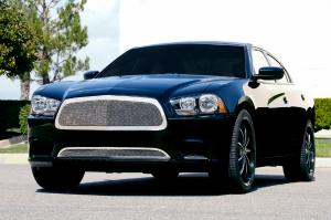 2011-2012 Dodge Charger T-Rex Upper Class Polished Stainless Mesh Grille - Full Opening With Formed Mesh Center