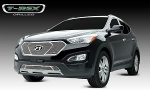 13-14 Hyundai Santa Fe T-Rex Upper Class Series Mesh Grille - 3 Windows, Stainless