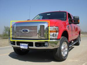 2008-2010 Ford Super Duty T-Rex Upper Class Polished Stainless Mesh Grille With Optional Logo Plate