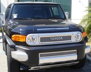 2007-2012 Toyota FJ Cruiser T-Rex Upper Class Polished Stainless Mesh Grille - 2 Piece (Includes Hood Scoop Insert)