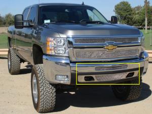 2007-2012 Chevrolet Silverado Heavy Duty;;2009-2012 Silverado 1500 Models T-Rex Upper Class Polished Stainless Bumper Mesh Grille - 2 Piece (Includes Top Bumper Mesh And Air Dam Grille)