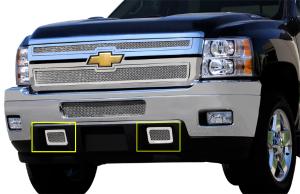 2011-2012 Chevrolet Silverado Heavy Duty T-Rex Upper Class Polished Stainless Mesh Tow Hook Bumper Grille - 2 Piece (UPS OS3)