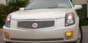 2003-2007 Cadillac CTS T-Rex Upper Class Polished Stainless Bumper Mesh Grille - 2 Piece Turn Signal Lamp